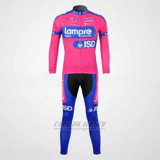 2012 Cycling Jersey Lampre ISD Pink and Sky Blue Long Sleeve and Bib Tight